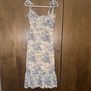 Floral Blue and Cream Dress